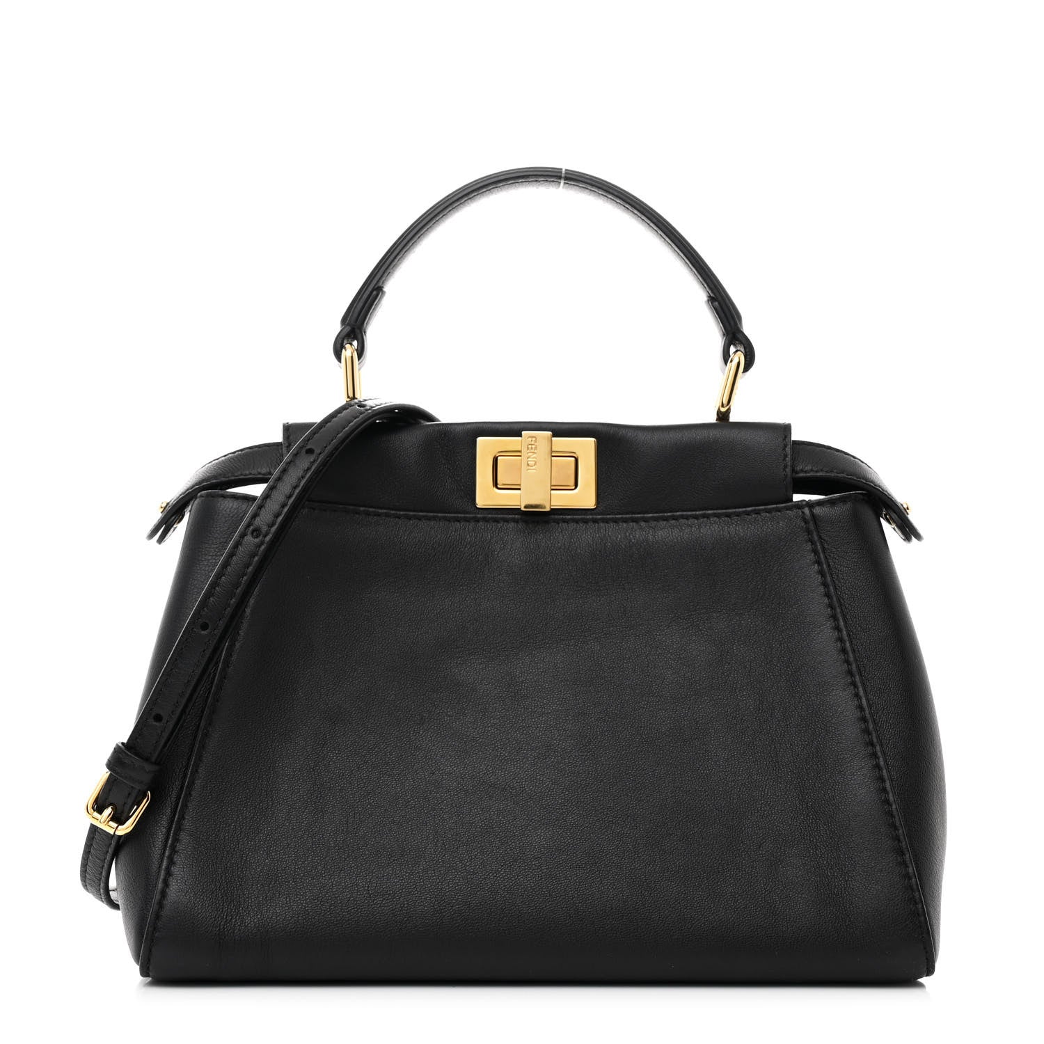 Fendi Nappa Mini Peekaboo Iconic Satchel Black 1 of 12