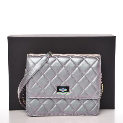 Chanel Iridescent Lambskin Quilted Reissue 2.55 Square Wallet On Chain WOC Light Purple 11 of 11
