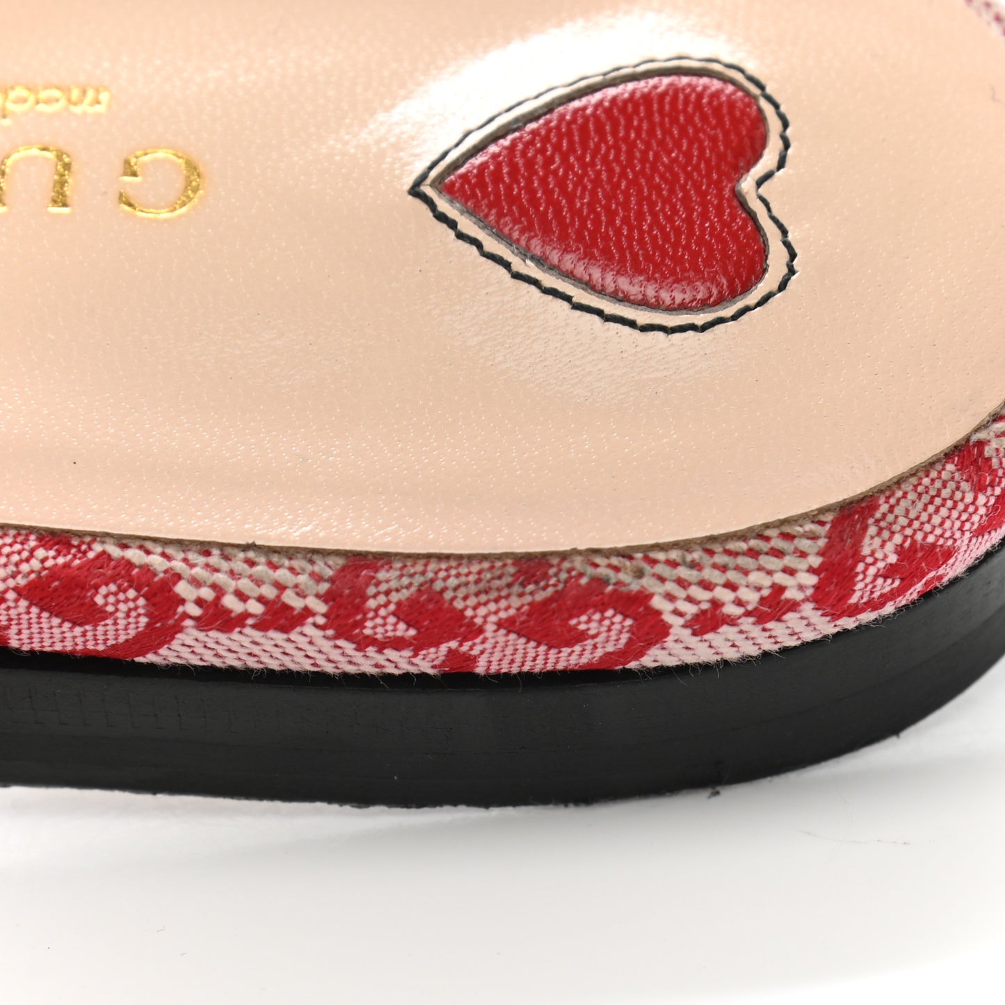 Canvas GG Monogram Horsebit Womens Princetown Slippers 37 Gardenia Hibiscus Red