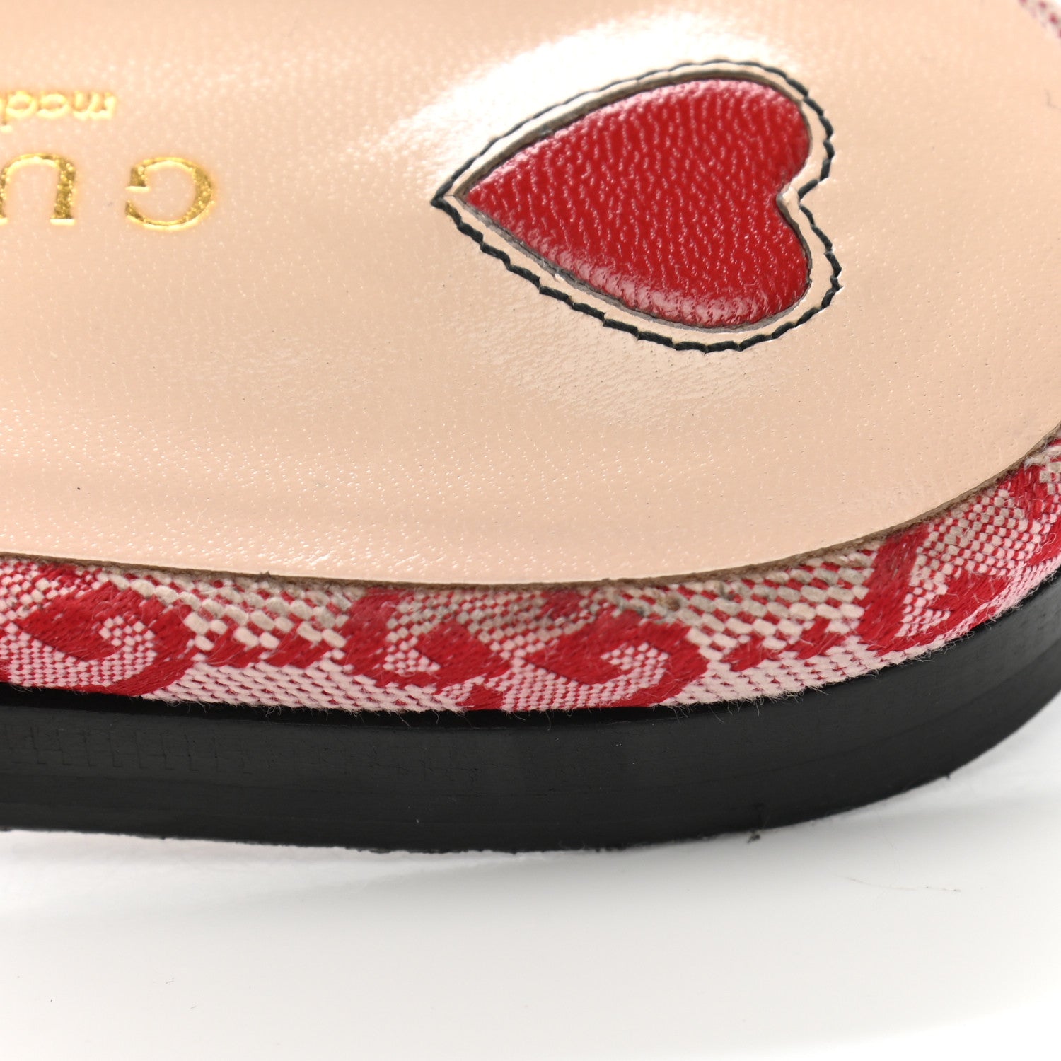 Gucci Canvas GG Monogram Horsebit Womens Princetown Slippers 37 Gardenia Hibiscus Red 10 of 11