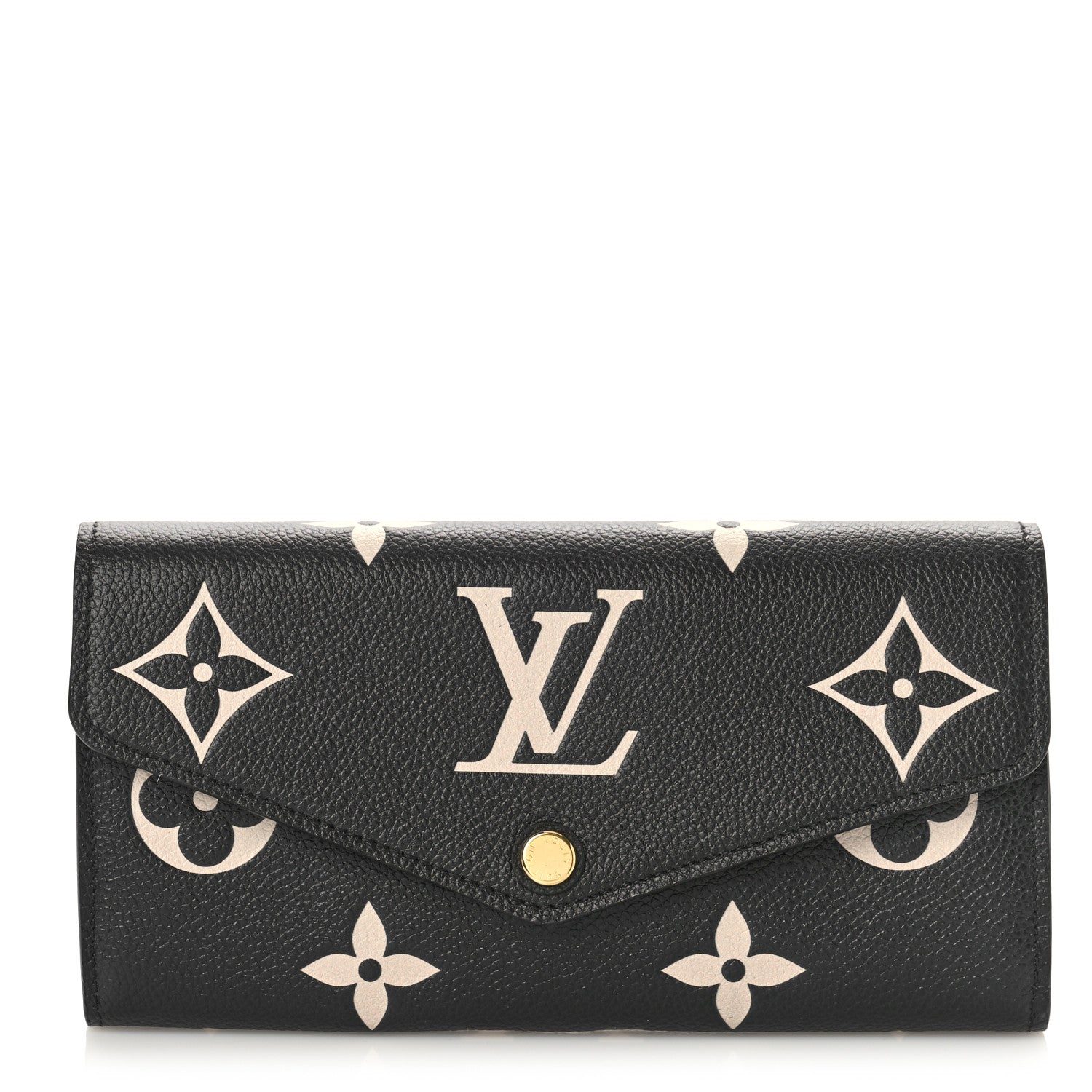 Louis Vuitton Monogram Empreinte Giant Sarah Wallet Black Beige 1 of 8