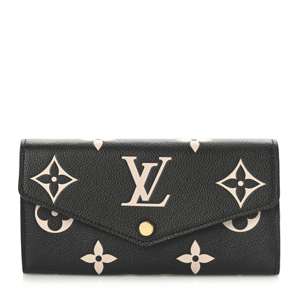 Louis Vuitton Monogram Empreinte Giant Sarah Wallet Black Beige 1 of 8