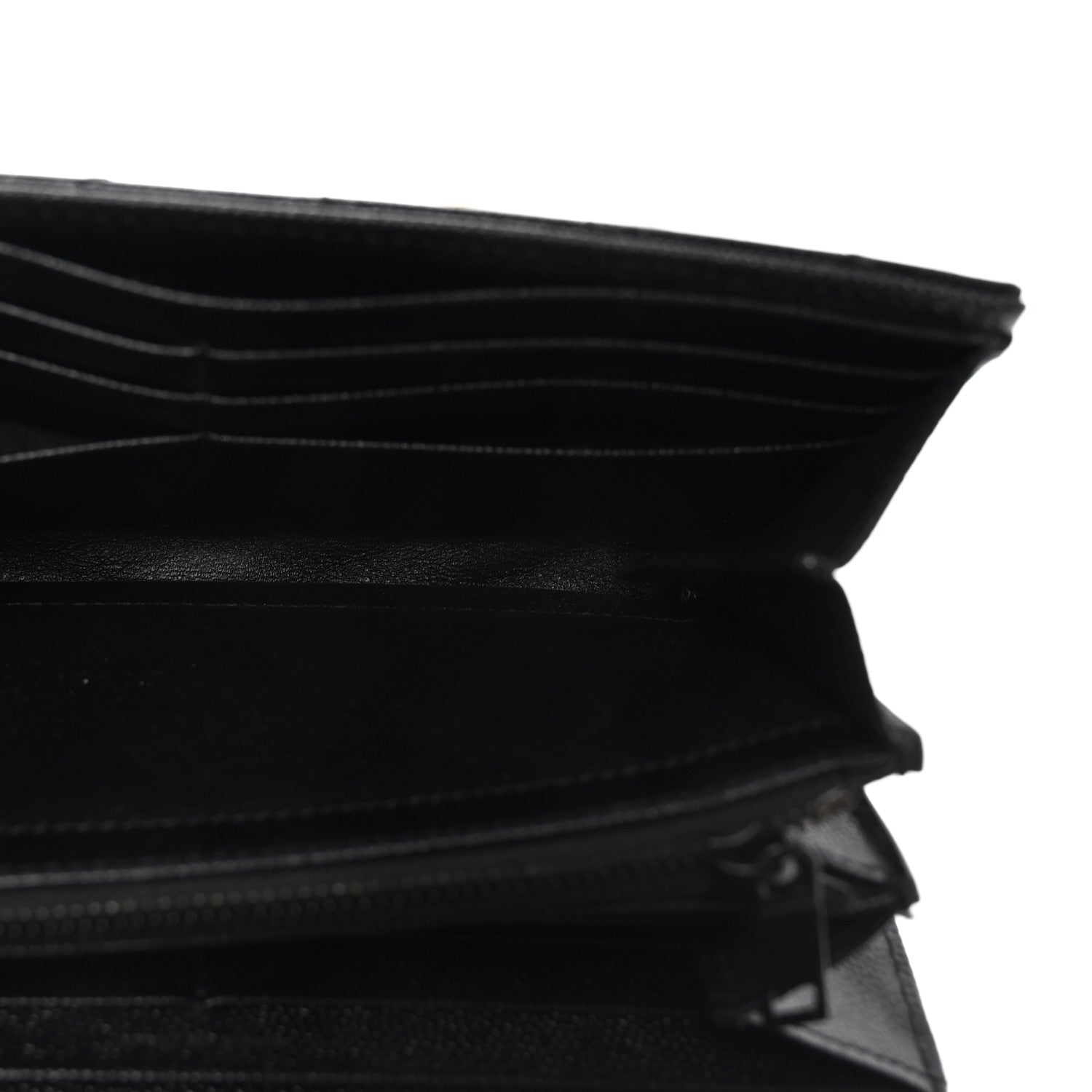 Saint Laurent Grain De Poudre Matelasse Chevron Monogram Flap Wallet Black 5 of 6