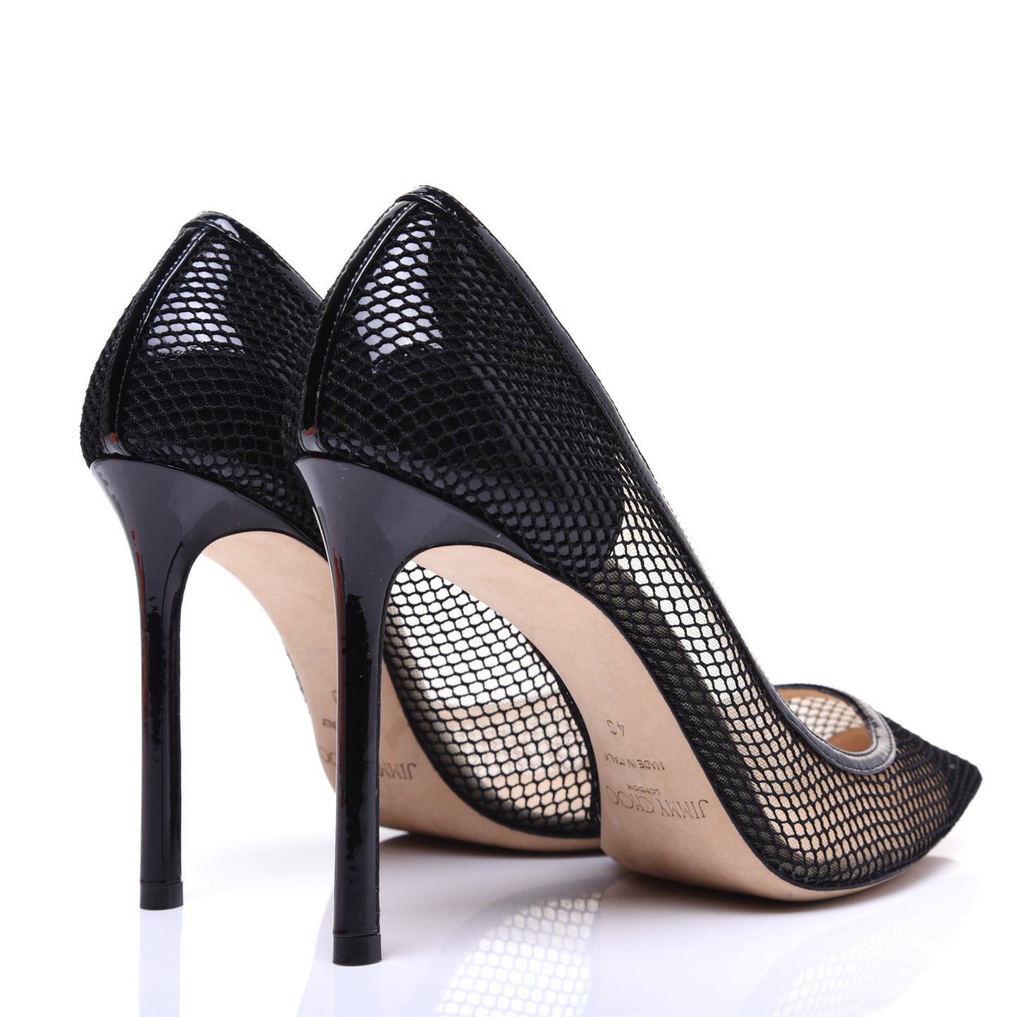 Mesh Patent Pointy Toe Romy 100 Pumps 40 Black