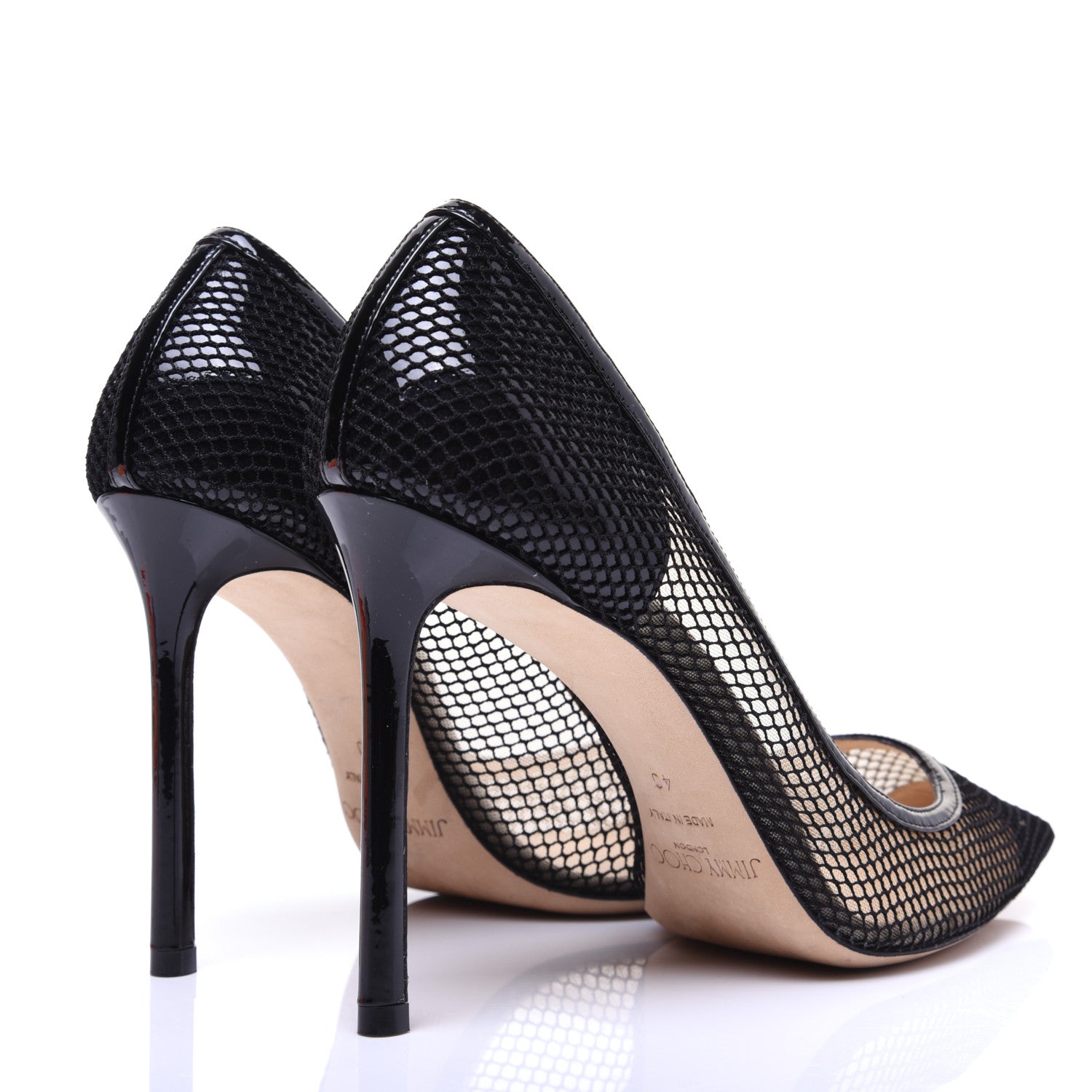 Jimmy Choo Mesh Patent Pointy Toe Romy 100 Pumps 40 Black 3 of 10