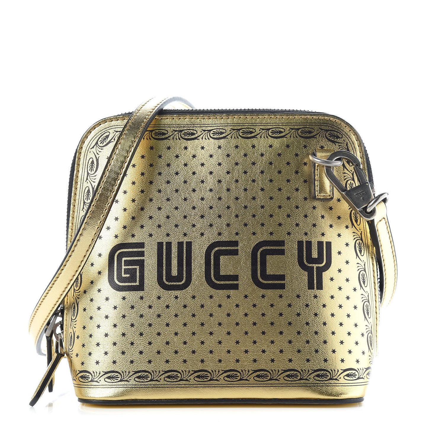 X SEGA Calfskin GUCCY Stars Mini Dome Shoulder Bag Gold