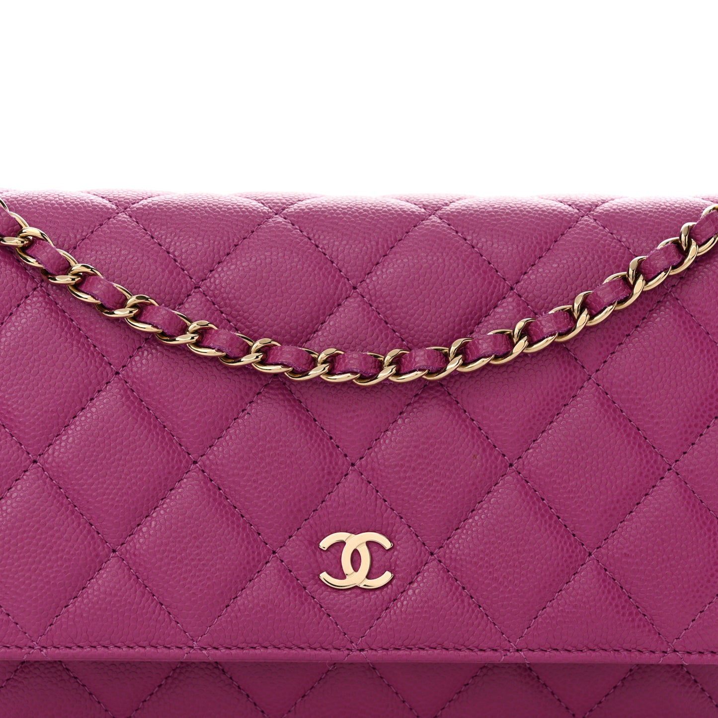 Caviar Quilted Wallet on Chain WOC Purple