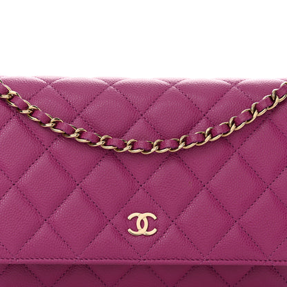 Chanel Caviar Quilted Wallet on Chain WOC Purple 9 of 11