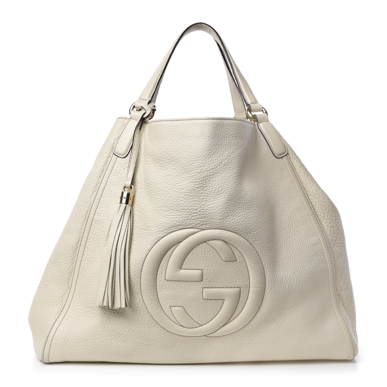 Gucci Pebbled Calfskin Large Soho Shoulder Bag Off White 1 of 15