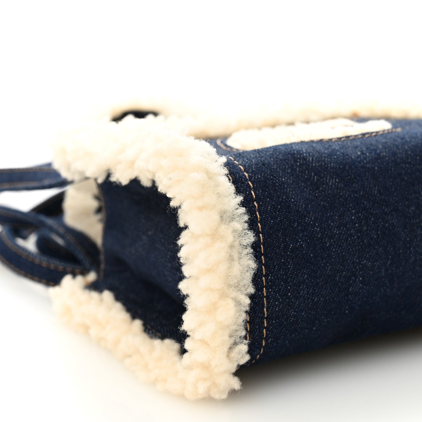 X UGG Denim Shearling Small Shopping Bag Raw Denim