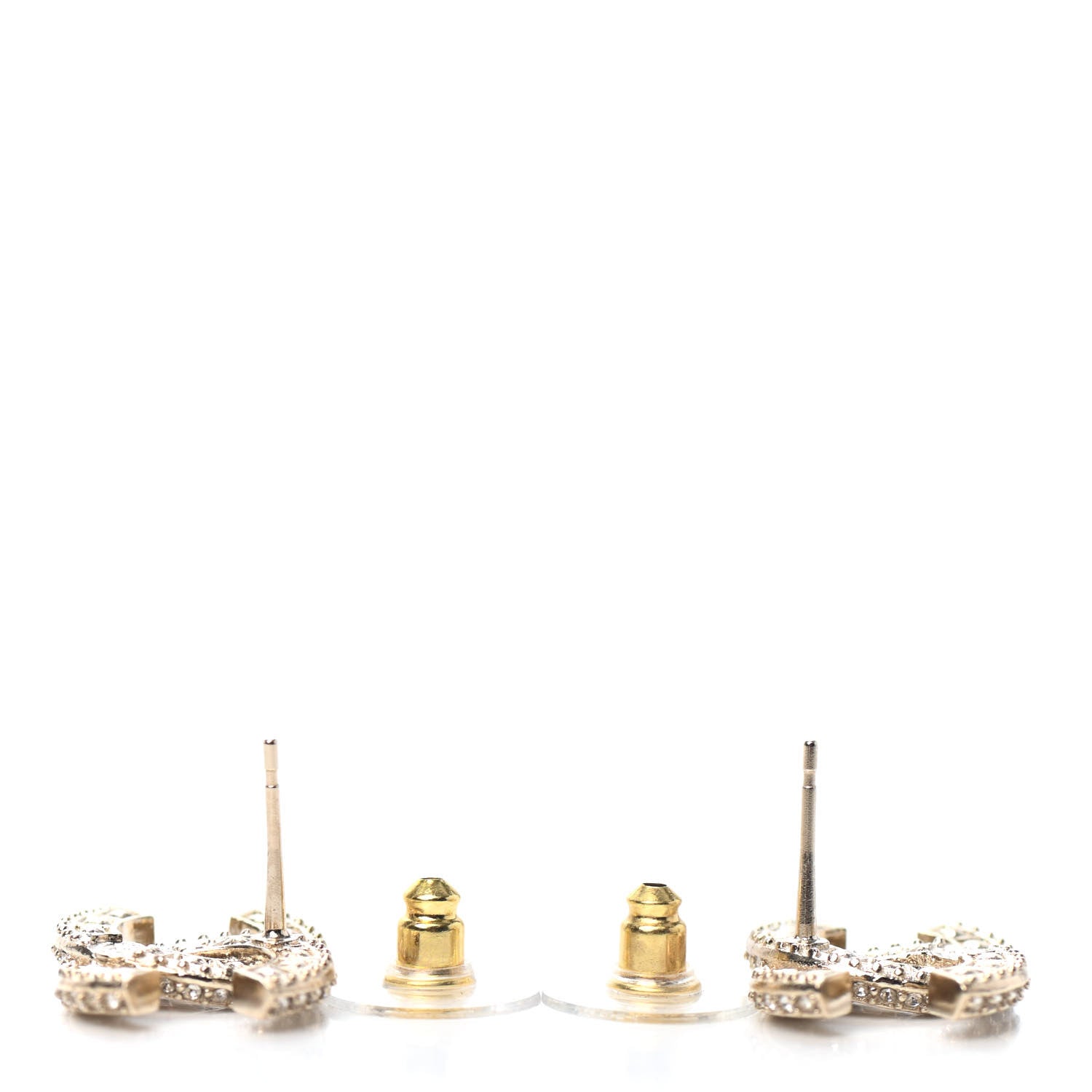 Chanel Crystal Timeless CC Earrings Light Gold 3 of 4