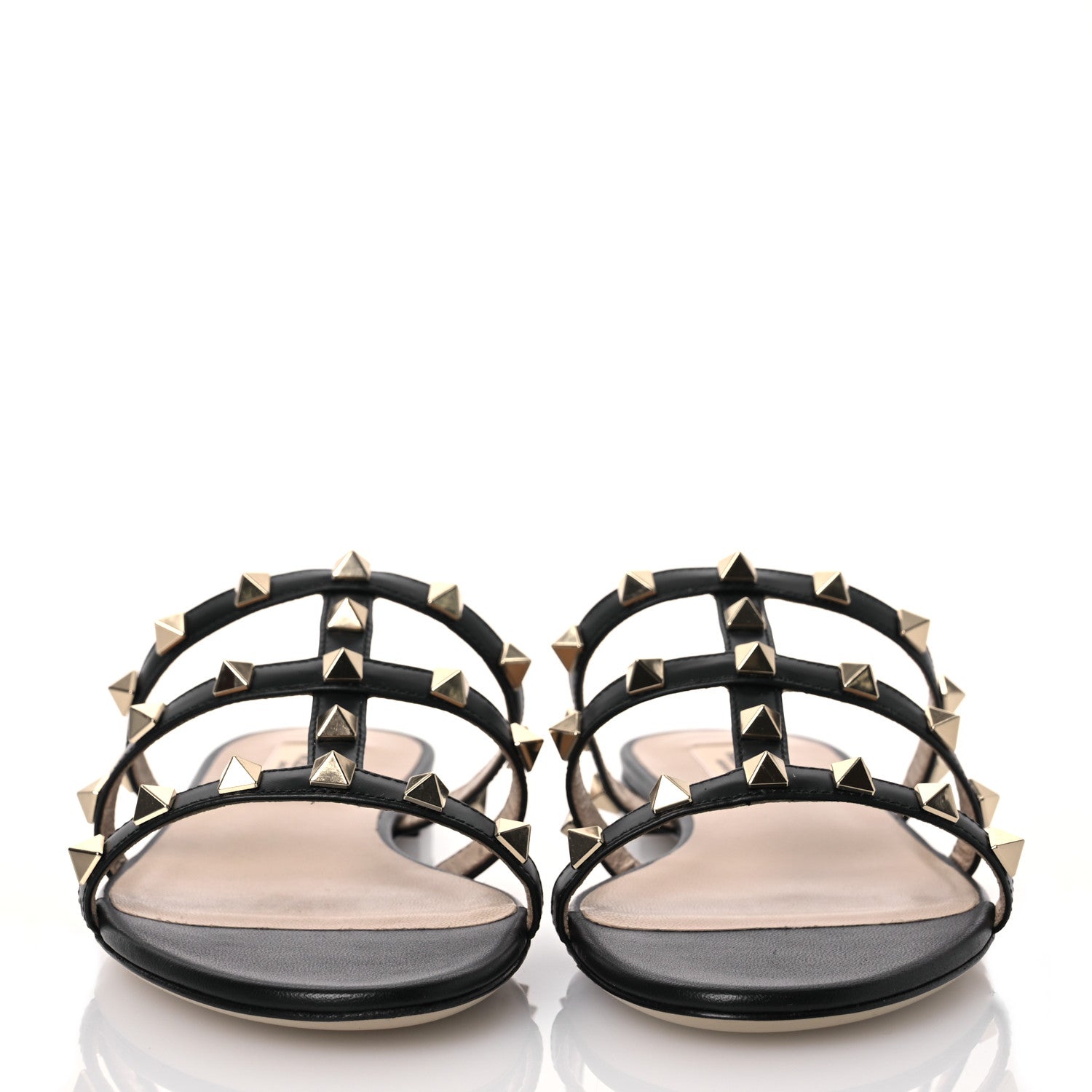 Valentino Garavani Nappa Rockstud Caged Flat Slide Sandals 36 Black 2 of 10