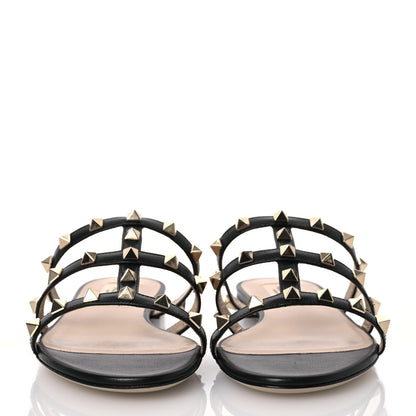 Valentino Garavani Nappa Rockstud Caged Flat Slide Sandals 36 Black 2 of 10