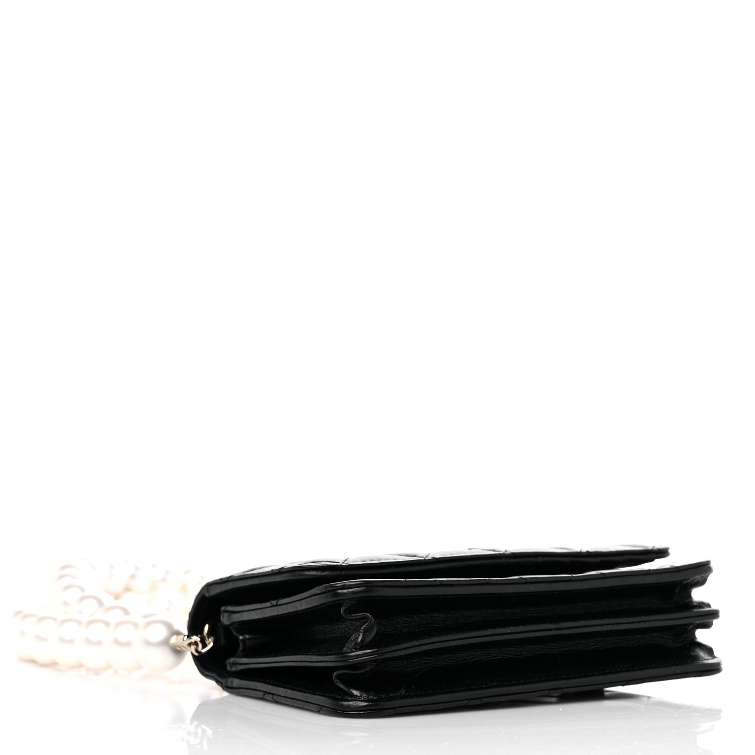 Chanel Calfskin Quilted Mini Maxi Pearls Wallet On Chain WOC Black 4 of 11