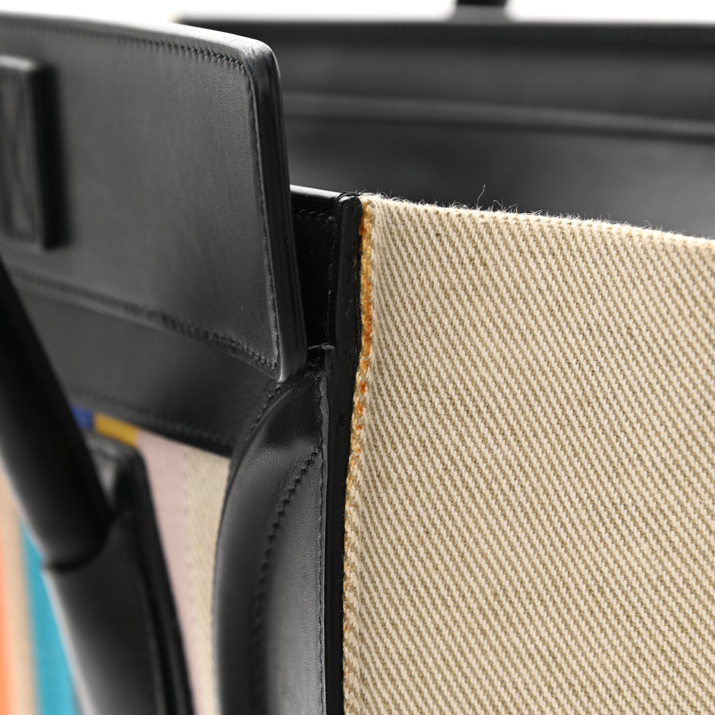 Smooth Calfskin Striped Canvas Micro Luggage