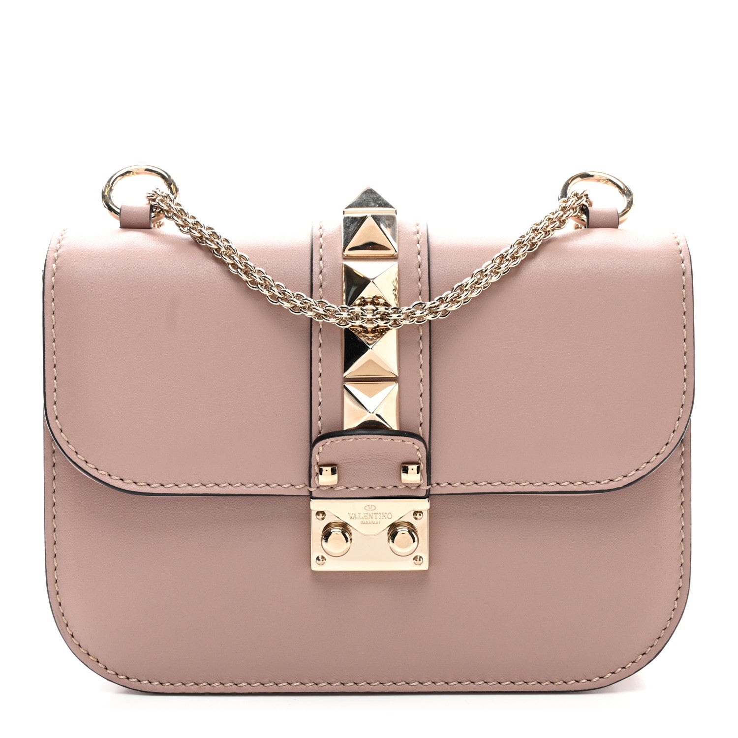 Valentino Garavani Vitello Small Glam Lock Rockstud Flap Poudre 1 of 10
