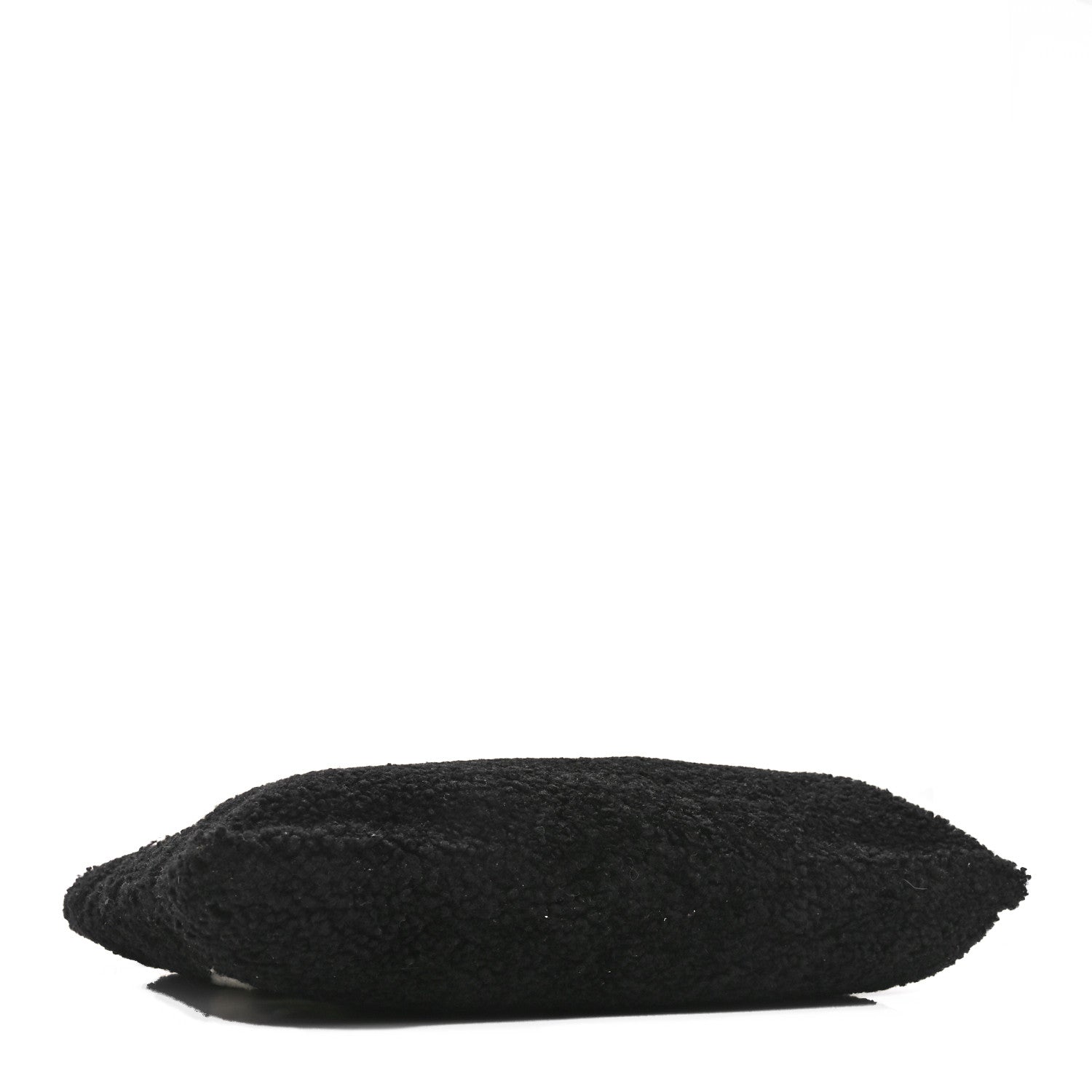 Balenciaga Sheepskin Shearling Contrasted Logo Large Zip Pouch Black 4 of 10
