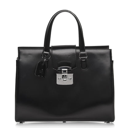 Gucci Regent Calfskin Large Lady Lock Flap Top Handle Bag Black 1 of 7