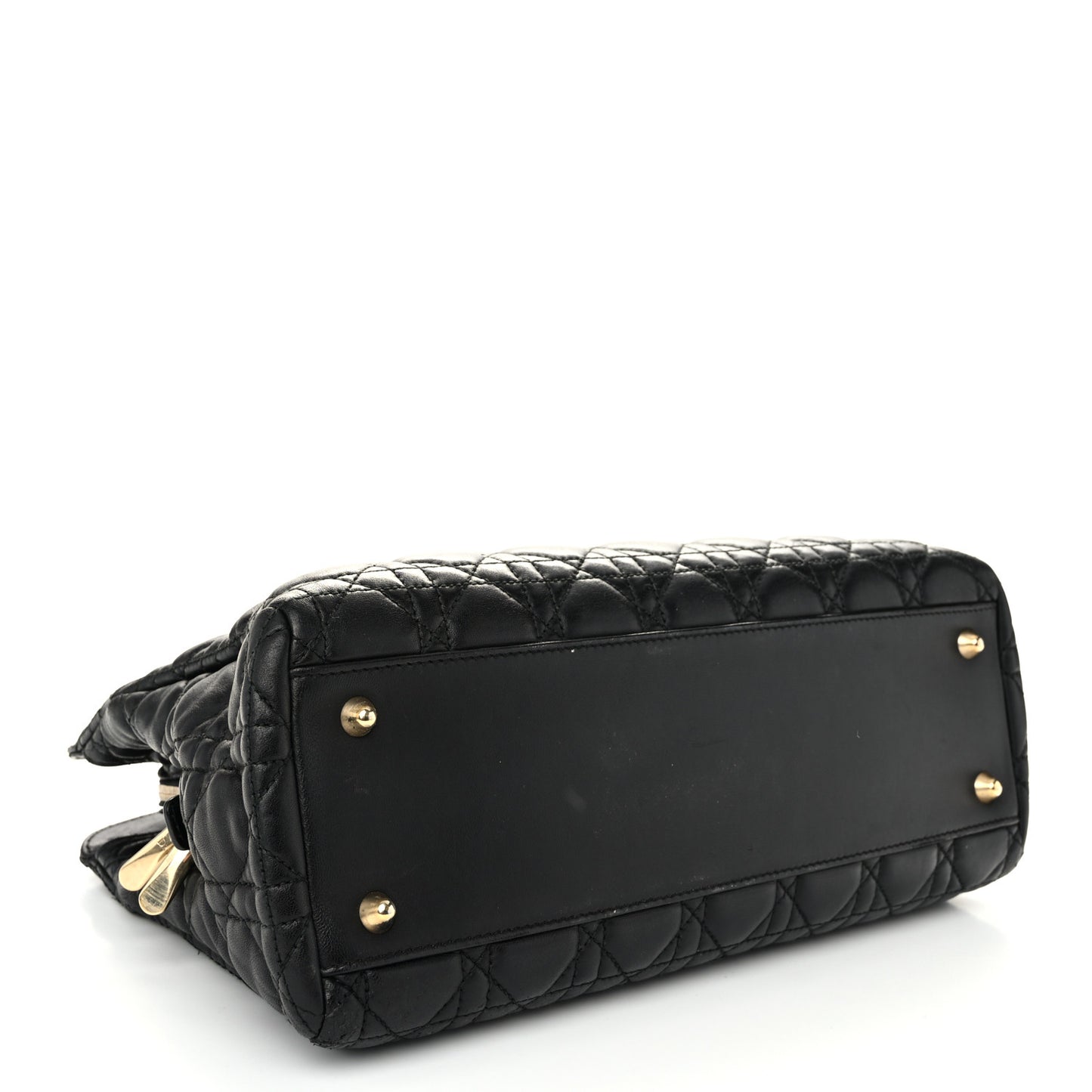 Lambskin Cannage Small Dior Soft Zipped Shopping Tote Black