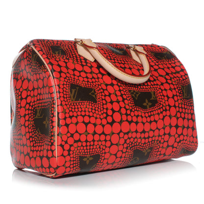 Louis Vuitton Monogram Kusama Town Speedy 30 Red 3 of 7