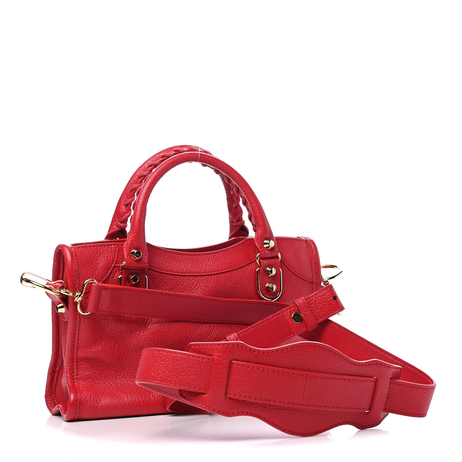 Balenciaga Chevre Gold Metallic Edge Hardware Mini City Rouge Grenade 3 of 9