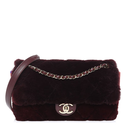 Chanel Orylag Rabbit Fur Quilted Medium Single Flap Burgundy 1 of 10