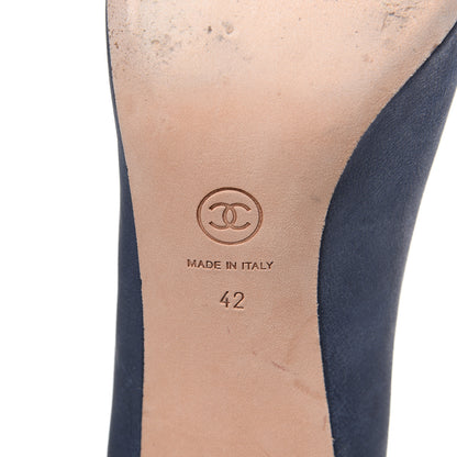 Chanel Suede Crystal CC Pumps 42 Blue 7 of 12