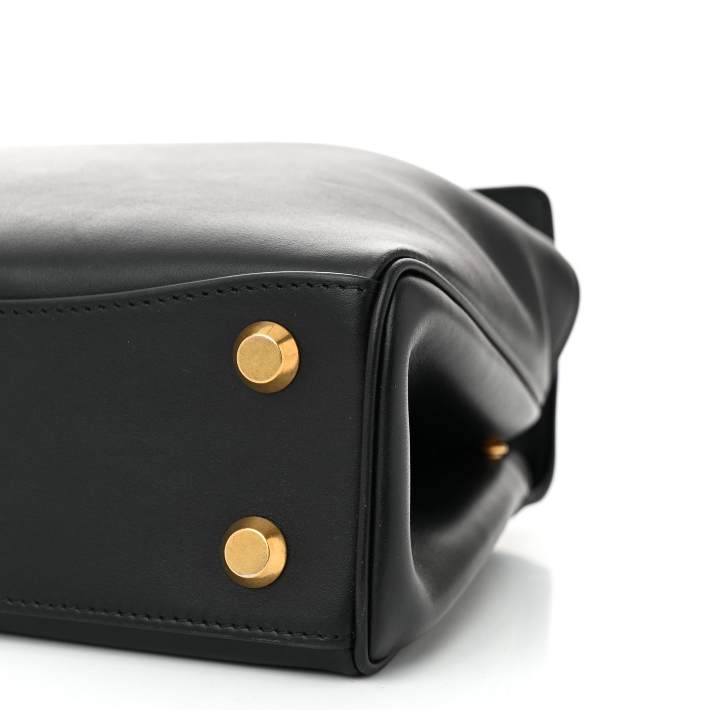 Natural Smooth Calfskin Mini Rodeo Top Handle Handbag Black
