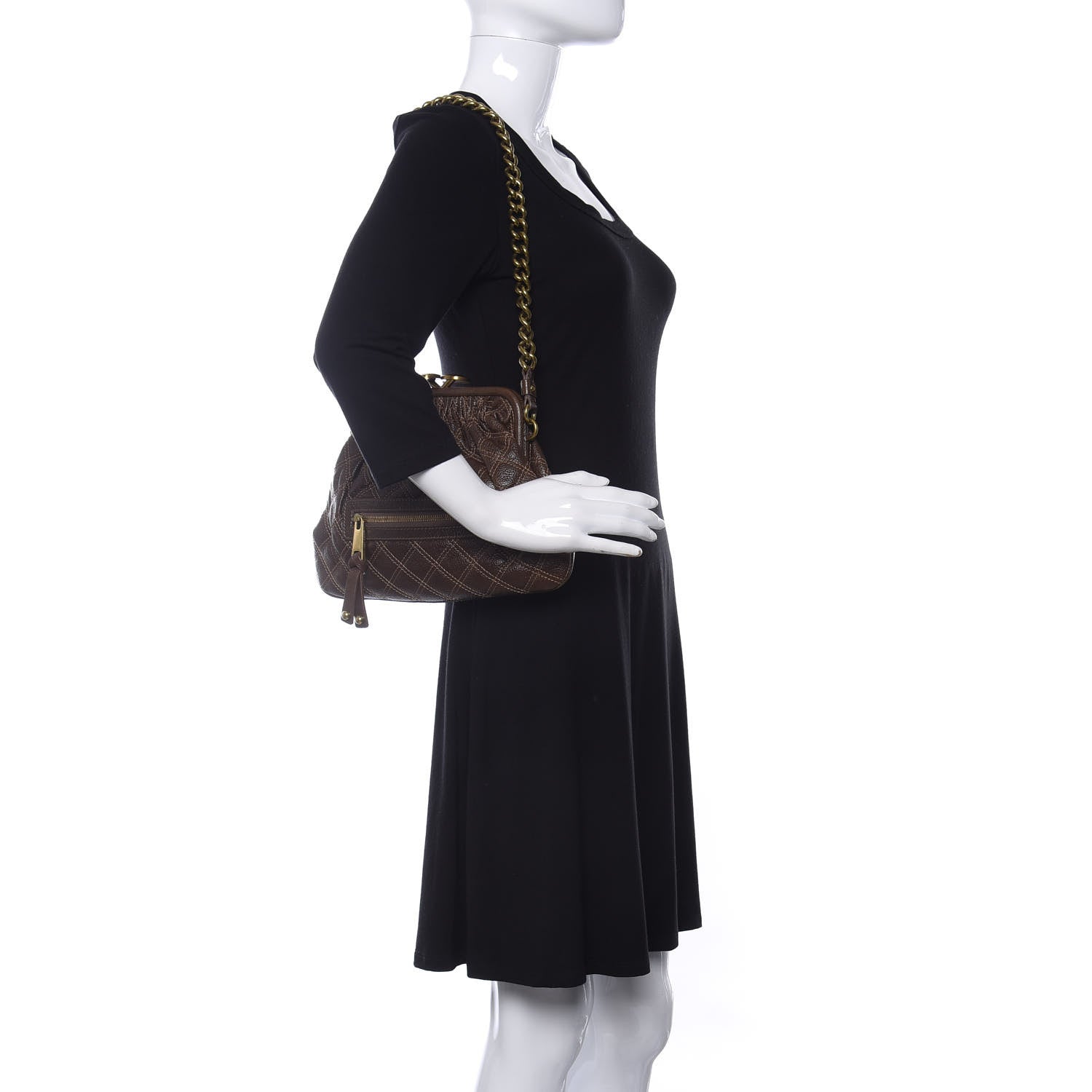 Marc Jacobs Calfskin Quilted Little Stam Brown 2 of 8