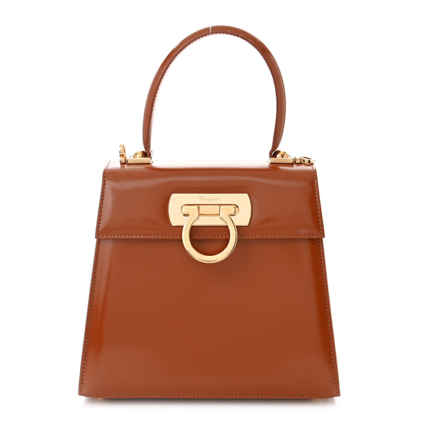 Brushed Off Calfskin Small Iconic Top Handle Tan