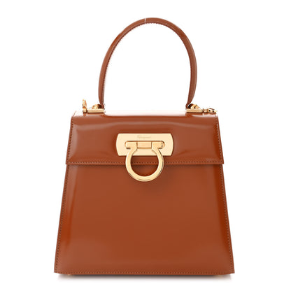 Salvatore Ferragamo Brushed Off Calfskin Small Iconic Top Handle Tan 1 of 10