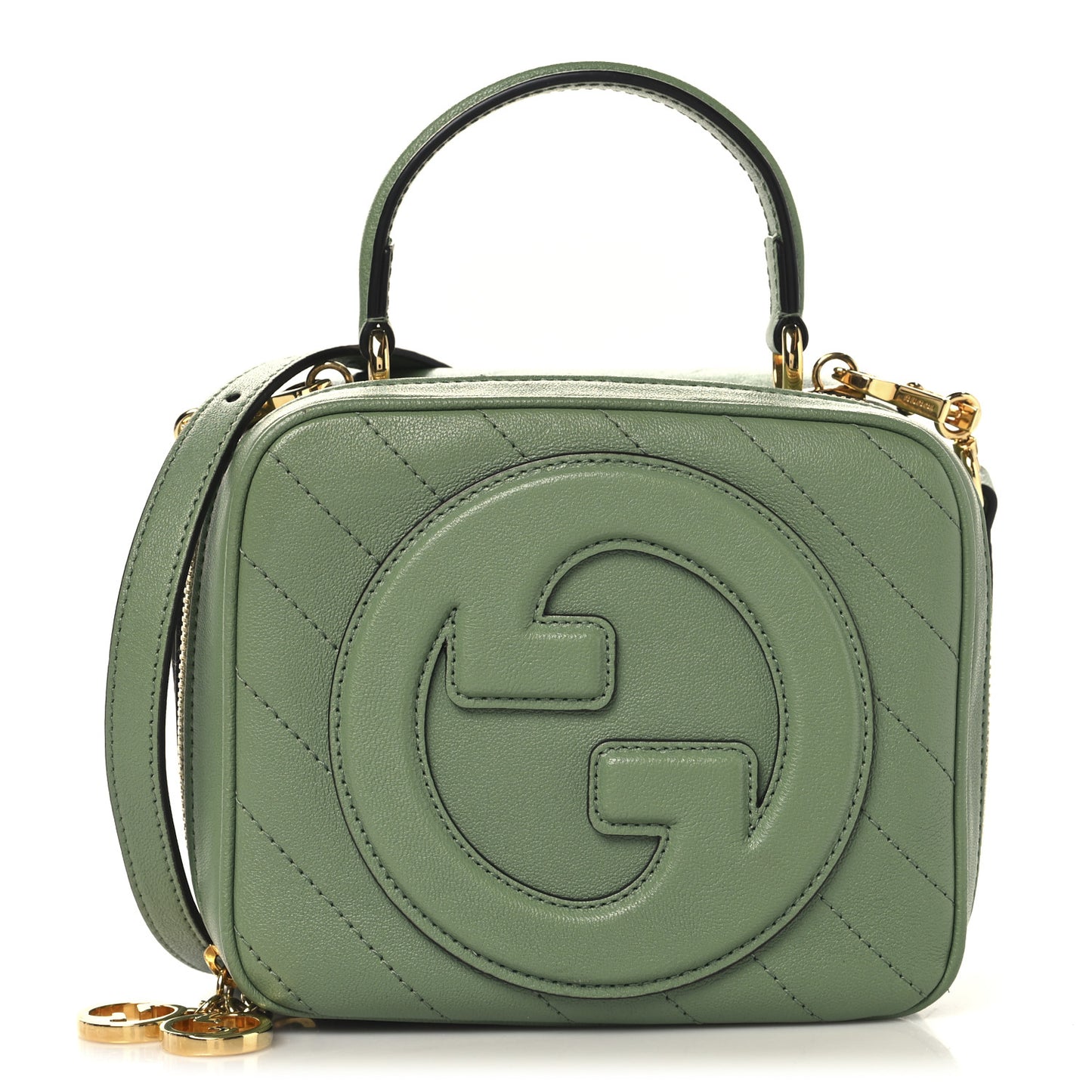 Sakai Be Green Calfskin Diagonal Stitched Small Blondie Shoulder Bag Light Green
