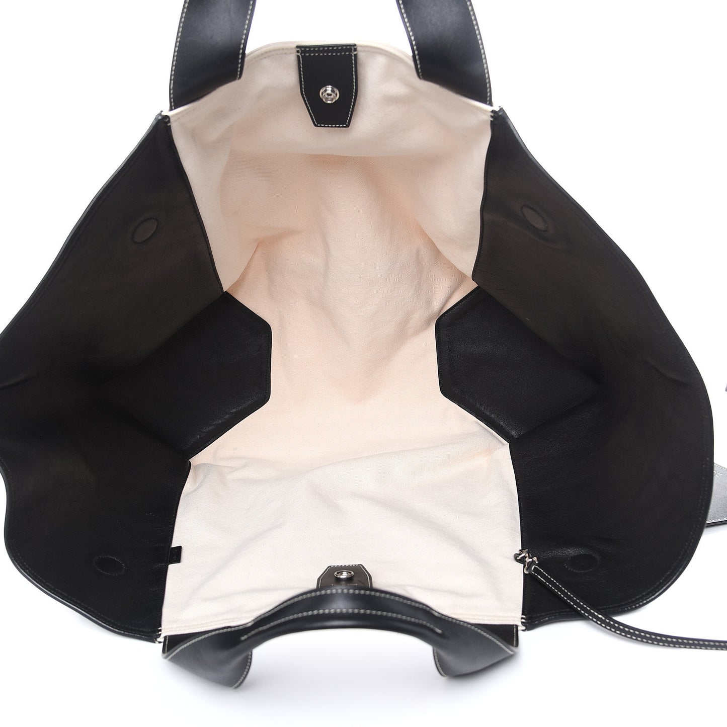Canvas Smooth Calfskin Frame Tote Black White