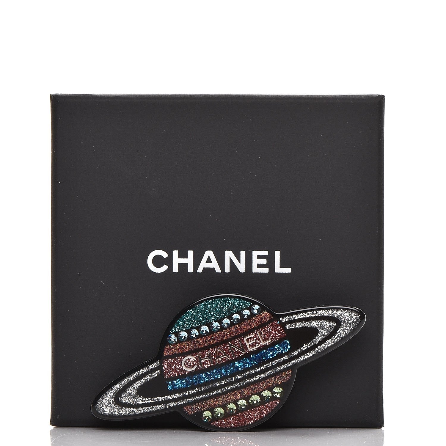 Chanel Glittered Resin Strass Planet Brooch Silver Blue Pink 5 of 5