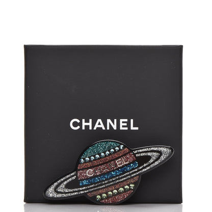 Chanel Glittered Resin Strass Planet Brooch Silver Blue Pink 5 of 5