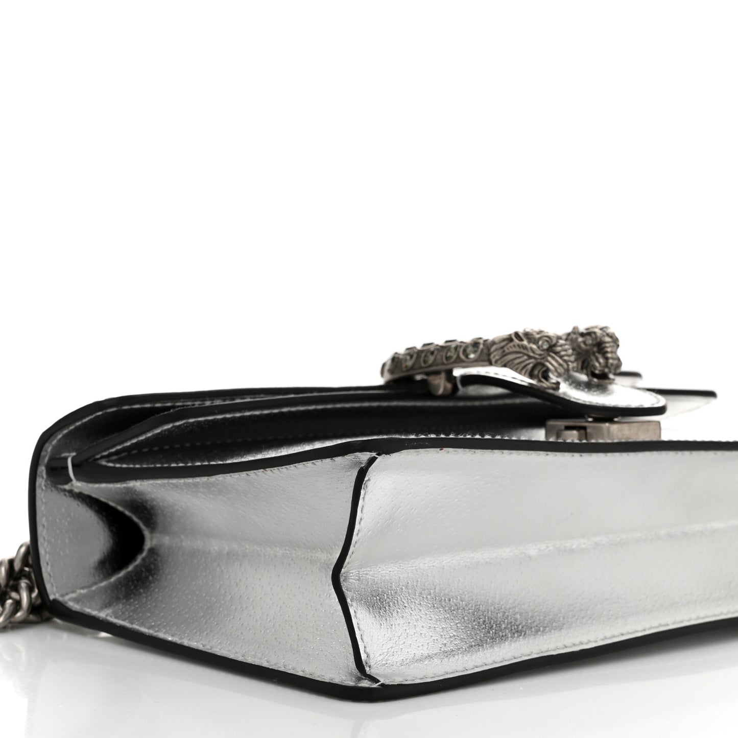 Metallic Textured Calfskin Crystal Small Dionysus Shoulder Bag Silver