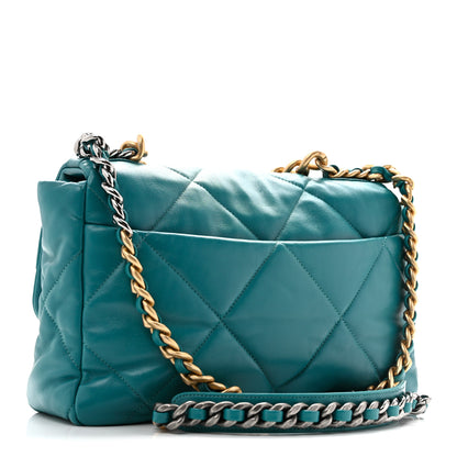 Chanel Lambskin Quilted Large Chanel 19 Flap Dark Green 1 of 10