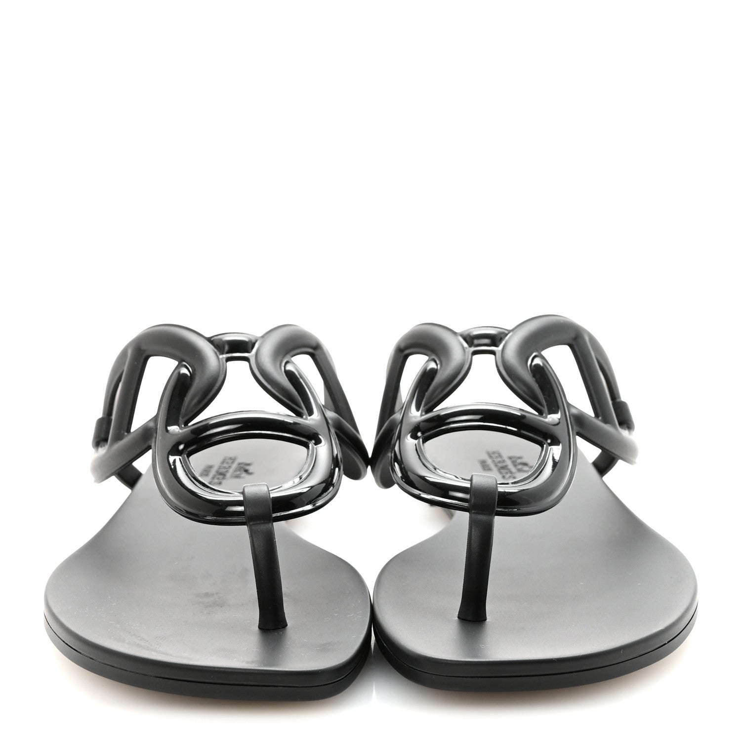 Hermes Rubber Womens Egerie Sandals 38 Black 3 of 9