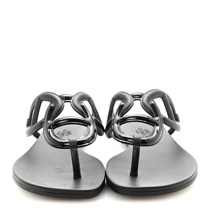 Hermes Rubber Womens Egerie Sandals 38 Black 3 of 9