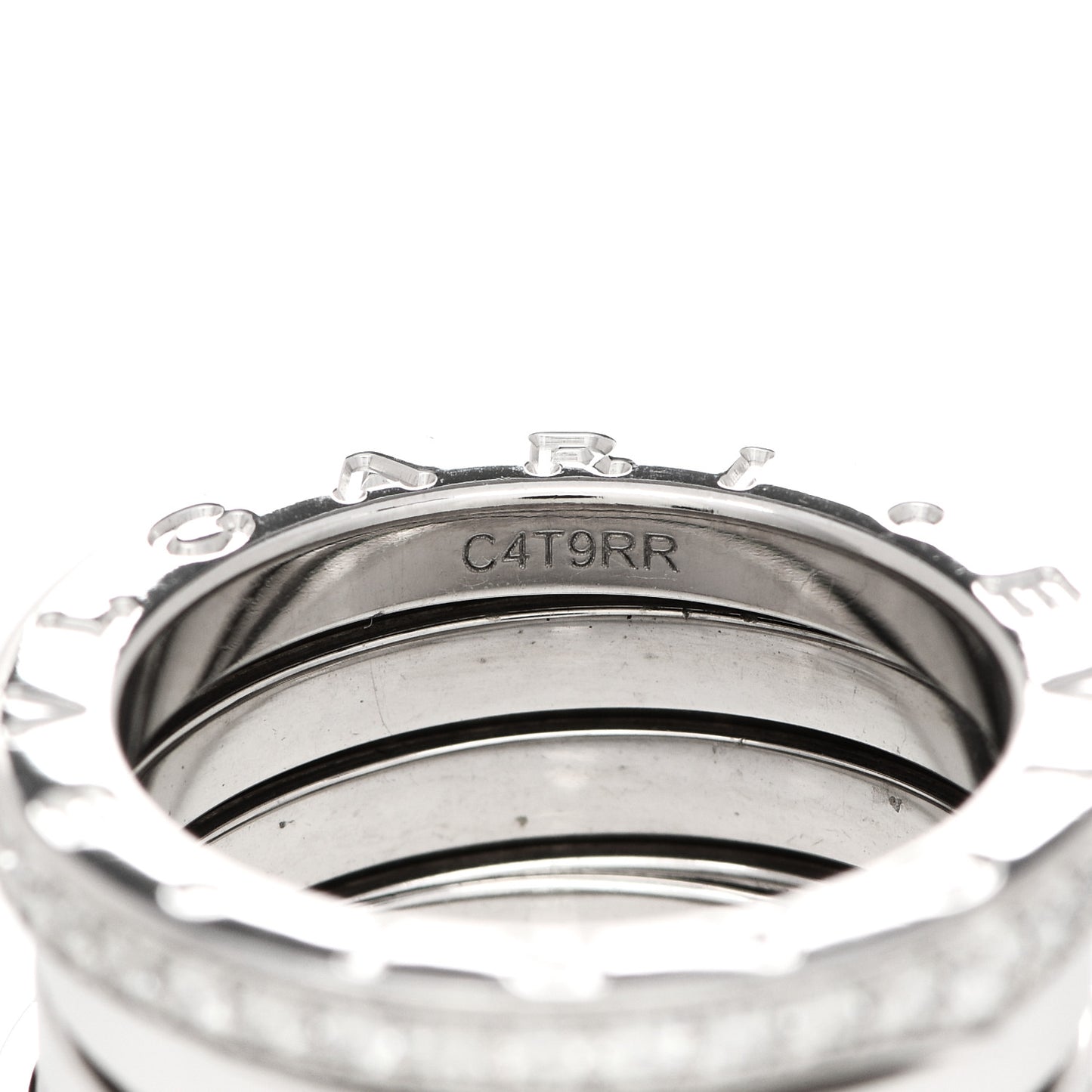 18K White Gold Diamond B.Zero1 Four-Band Pave Ring 52 6