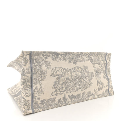 Christian Dior Canvas Embroidered Medium Dioriviera Toile De Jouy Book Tote Gray 4 of 15