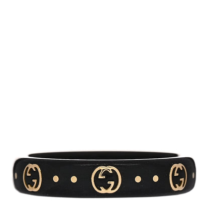 Gucci 18K Yellow Gold Synthetic Corundum Icon Ring 52 6 Black 3 of 7