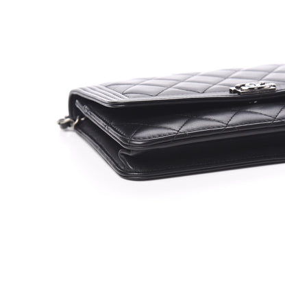 Chanel Lambskin Quilted Boy Wallet On Chain WOC Black 8 of 11