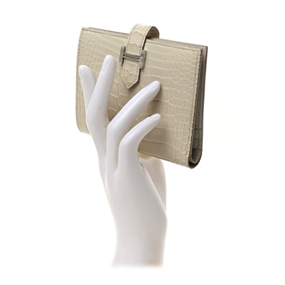 Hermes Matte Alligator Bearn Compact Wallet Beton 2 of 6