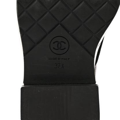 Chanel Shiny Calfskin Pearl Lace Up Combat Short Boots 37.5 Black 6 of 10