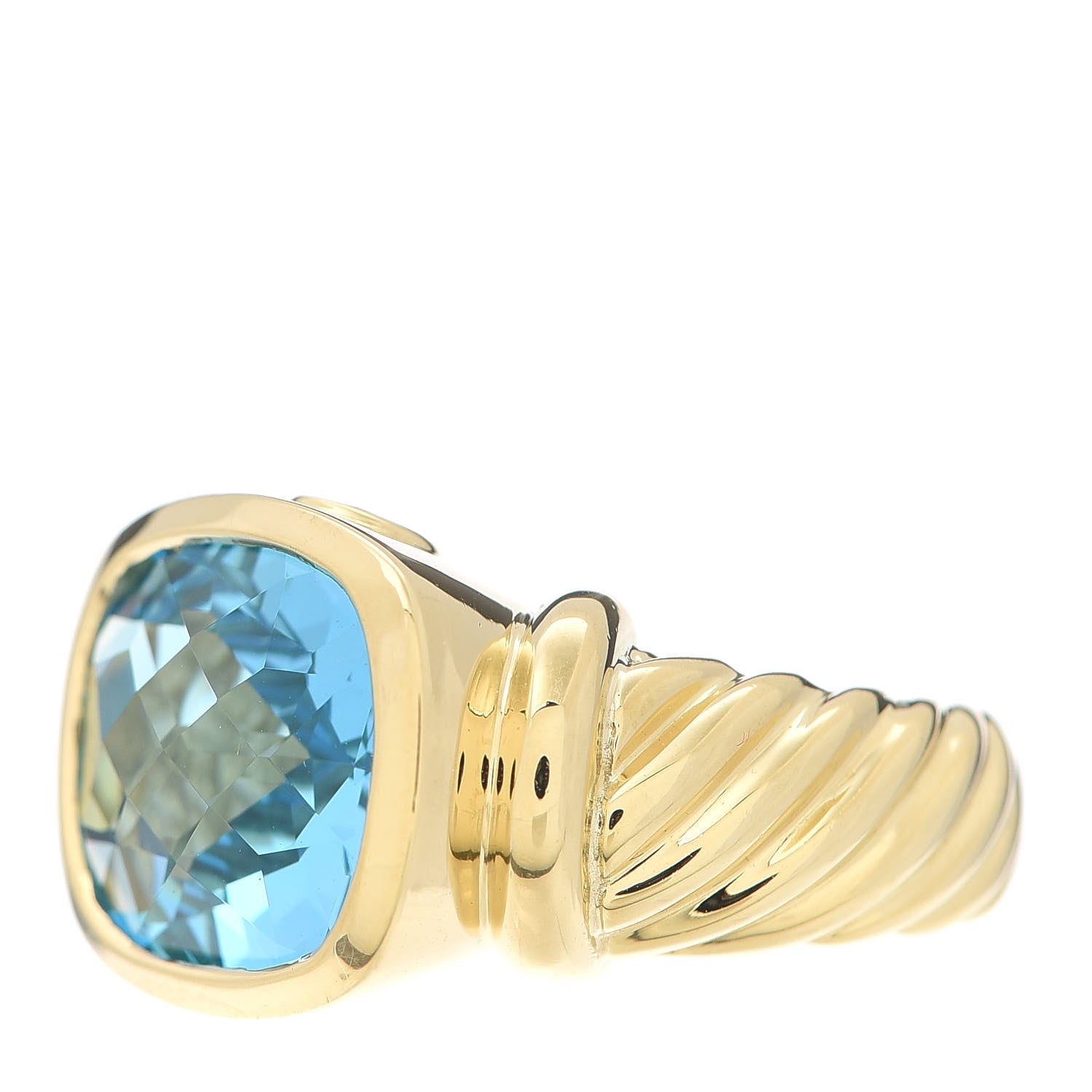 David Yurman 18K Yellow Gold Blue Topaz 11mm Noblesse Ring 52 6 3 of 5