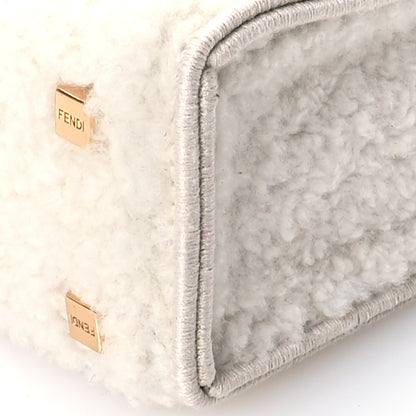 Fendi Shearling Vitello King Plexiglass Logo Mini Fendi Sunshine Shopper Tote White 10 of 10