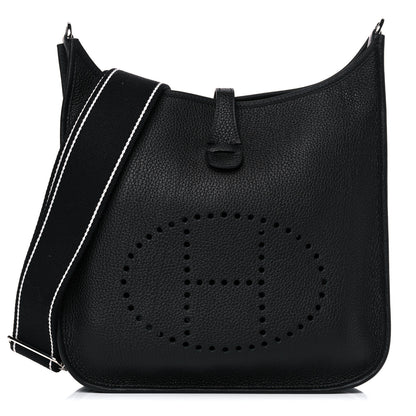 Hermes Taurillon Clemence Amazone Evelyne III PM Black White 1 of 11