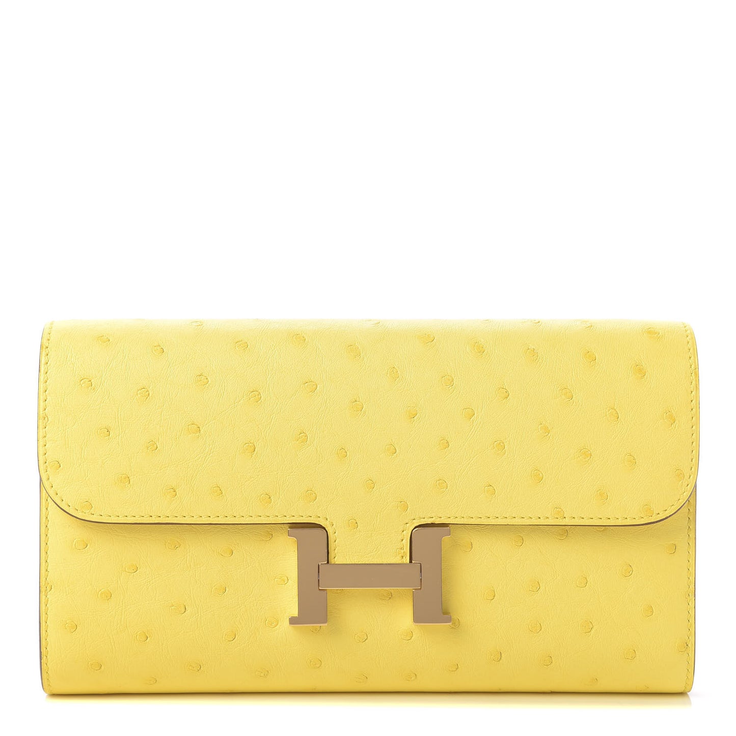 Ostrich Constance Long Wallet To Go Jaune Citron