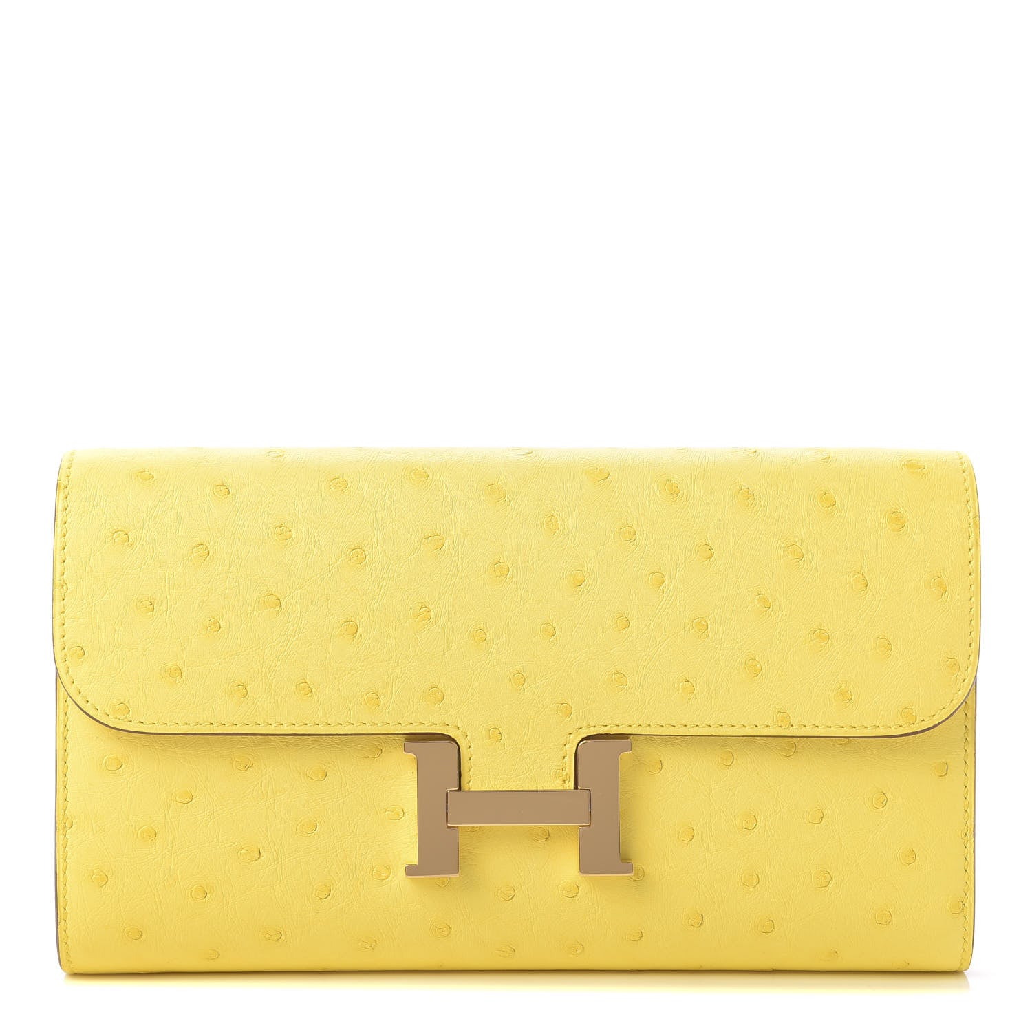 Hermes Ostrich Constance Long Wallet To Go Jaune Citron 1 of 12